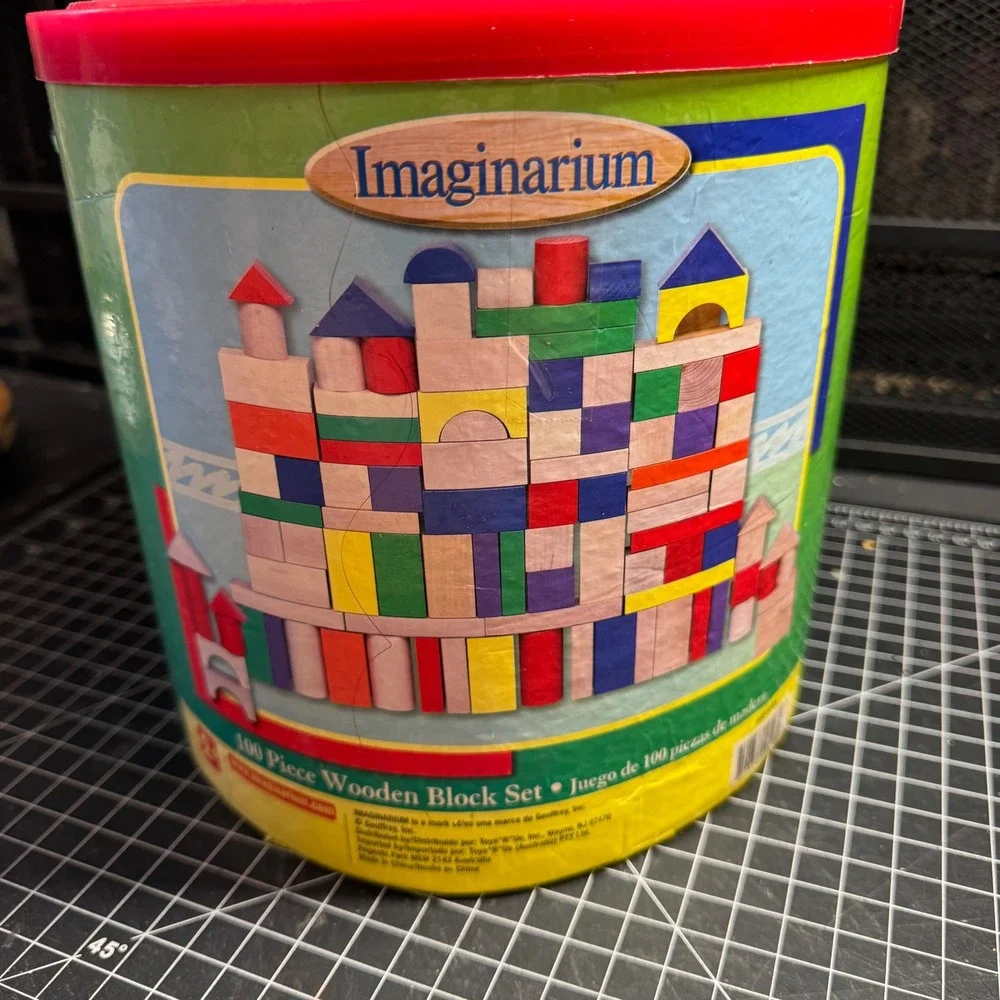 Imaginarium 100 Piece Wooden Block Set Kids Building Toy Natural & Multi-Color